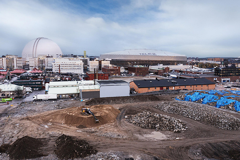 Emisionsfreie Baustelle Schlachthofviertel in Stockholm
